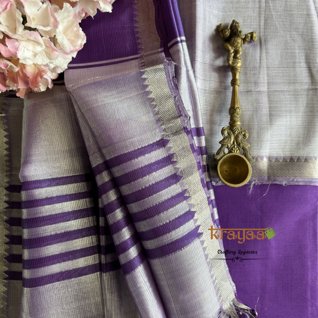 Lilac  Mangalagiri Semi  Silk - Unstitched Suit Set