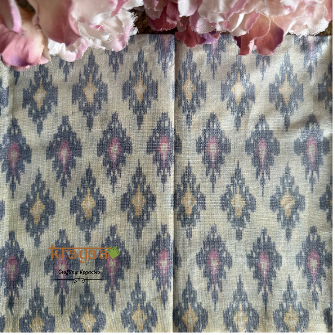 Off White Silk Cotton Ikkat Blouse Fabric