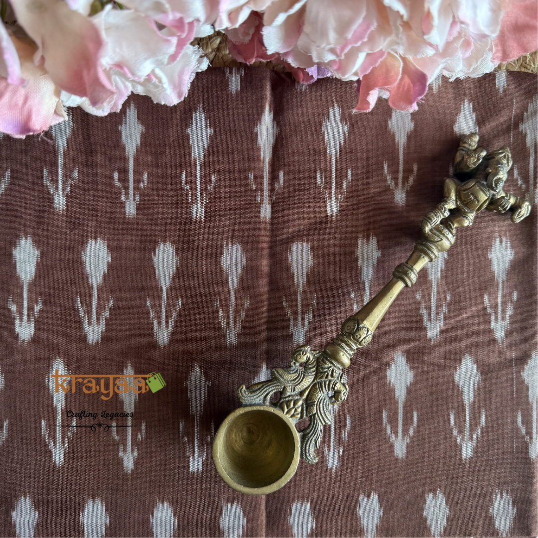 Light Brown Cotton Ikkat Blouse Fabric