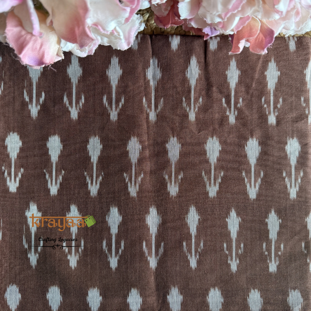 Light Brown Cotton Ikkat Blouse Fabric