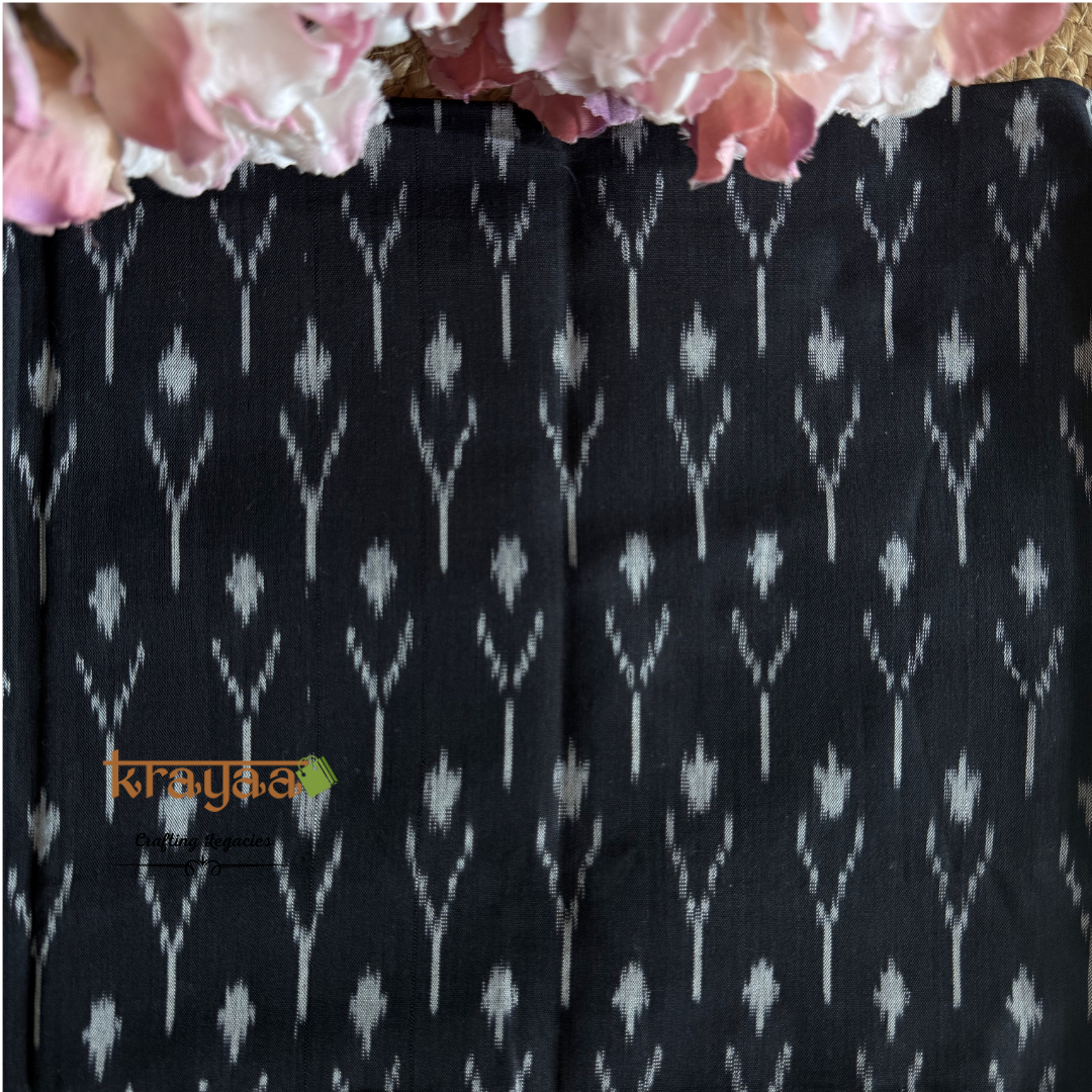 Black Cotton Ikkat Blouse Fabric