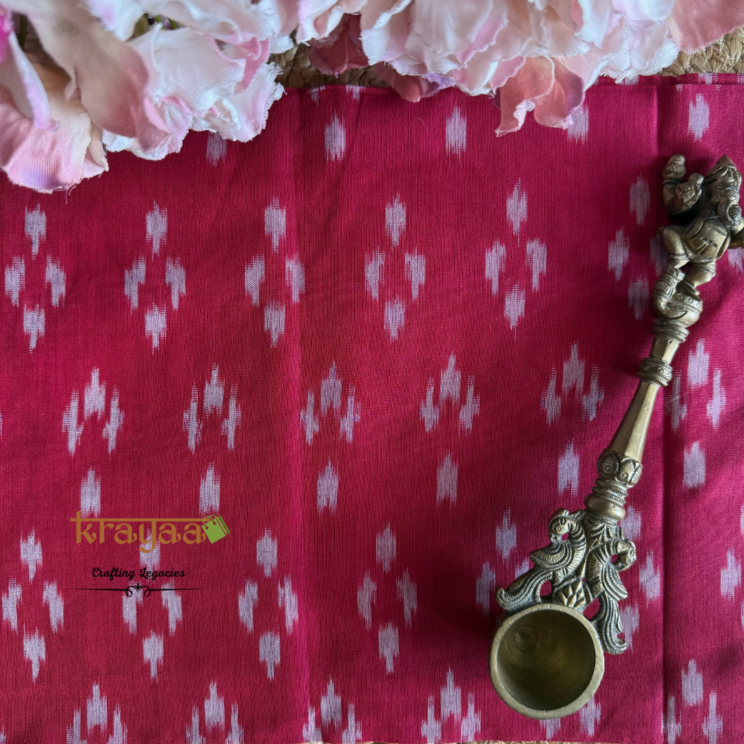 Red Cotton Ikkat Blouse Fabric