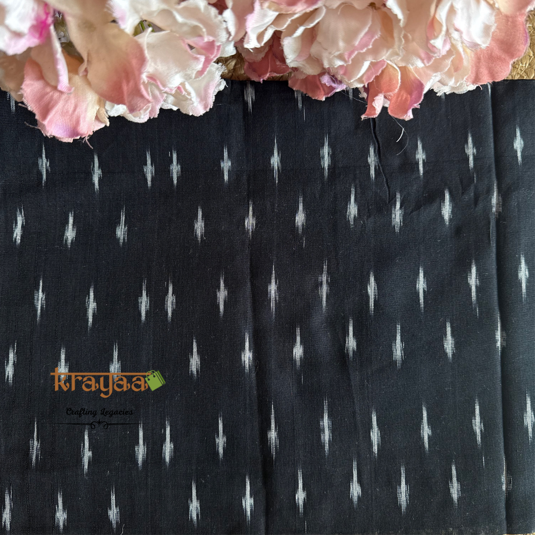 Black Cotton Ikkat Blouse Fabric