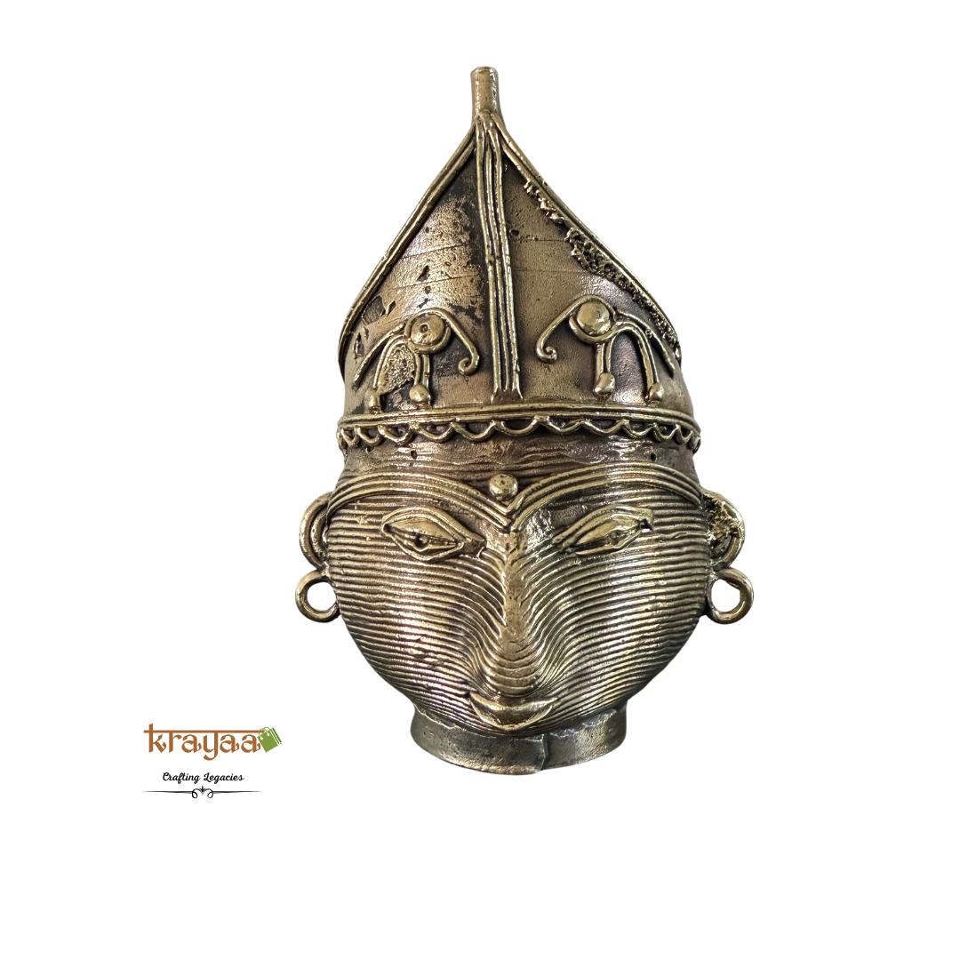 Dhokra Tribal Mask Pen Stand