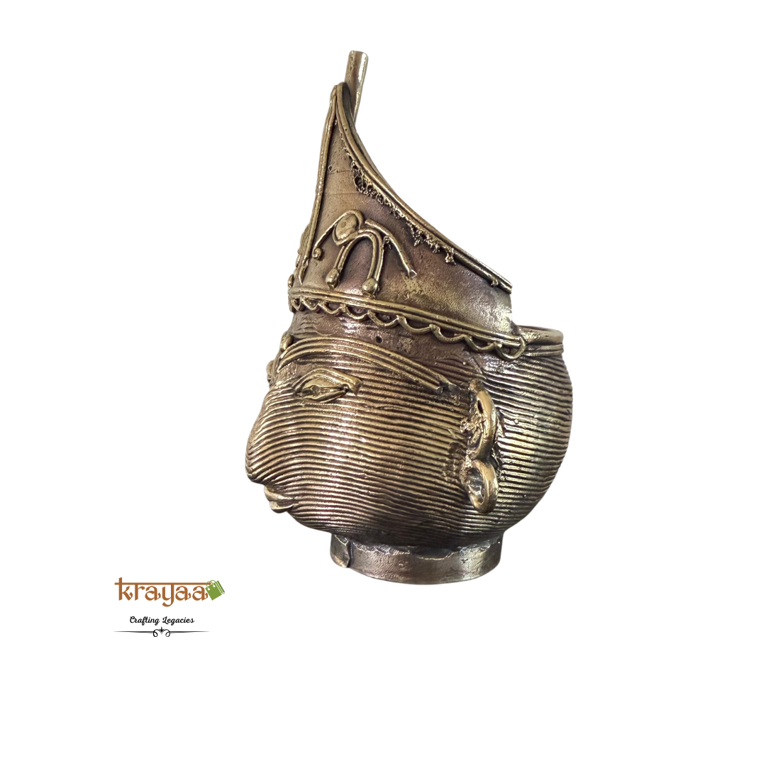 Dhokra Tribal Mask Pen Stand