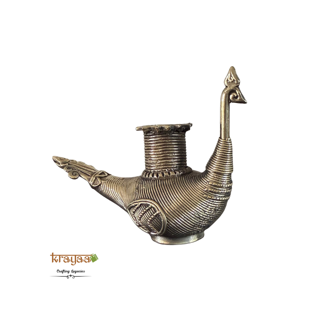 Dhokra Peacock Candle Stand