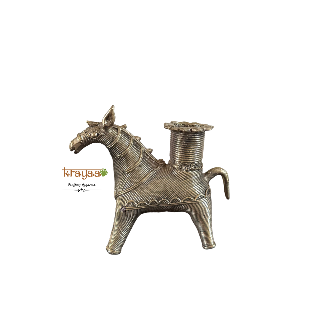 Dhokra Horse Candle Stand
