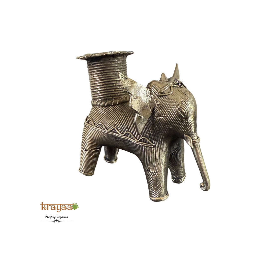 Dhokra Elephant Candle Stand