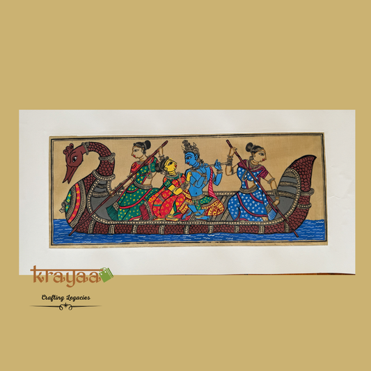Pattachitra on Tussar Silk - Krishna Nauka Vihar