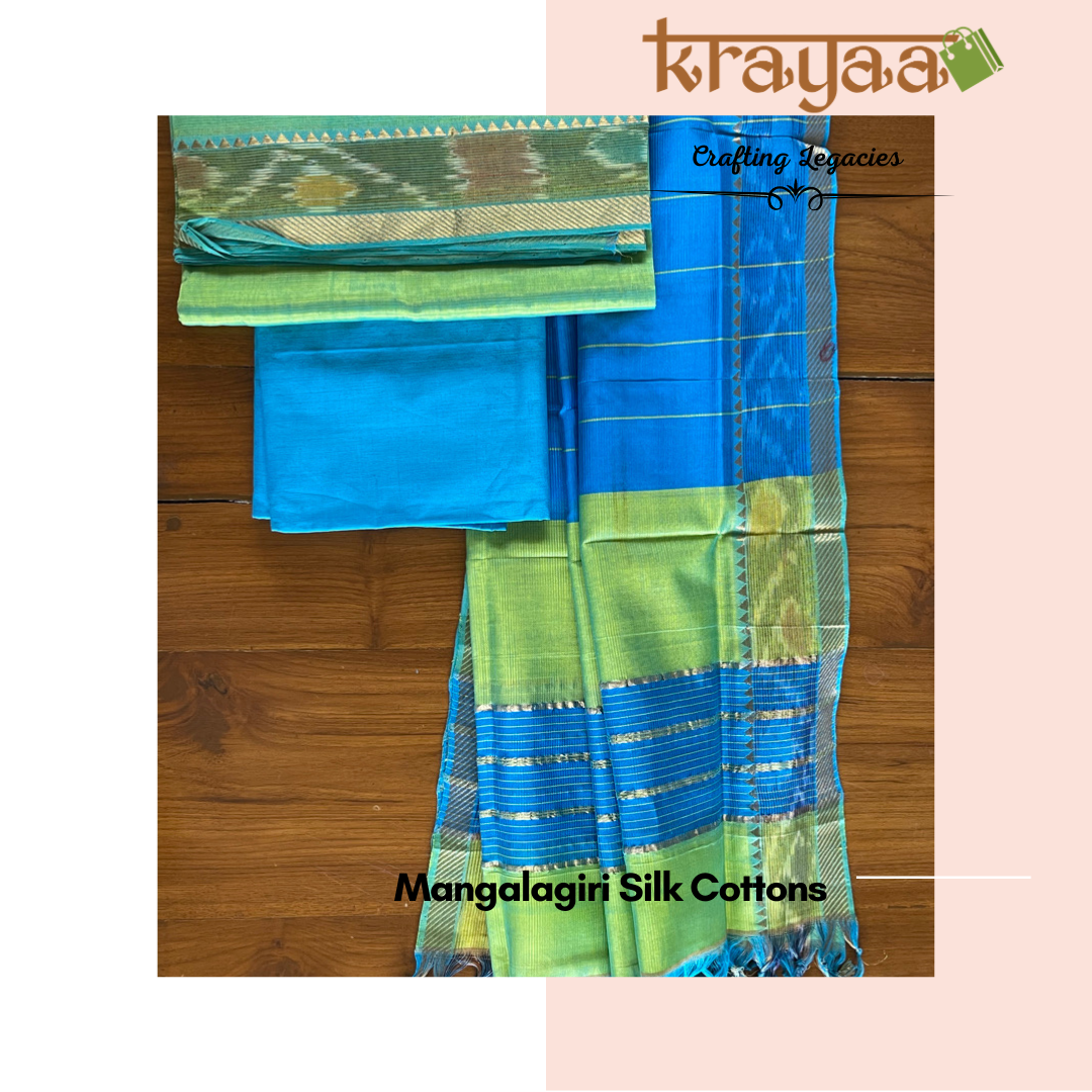 Mangalagiri  Silk Cotton Dress Material Set