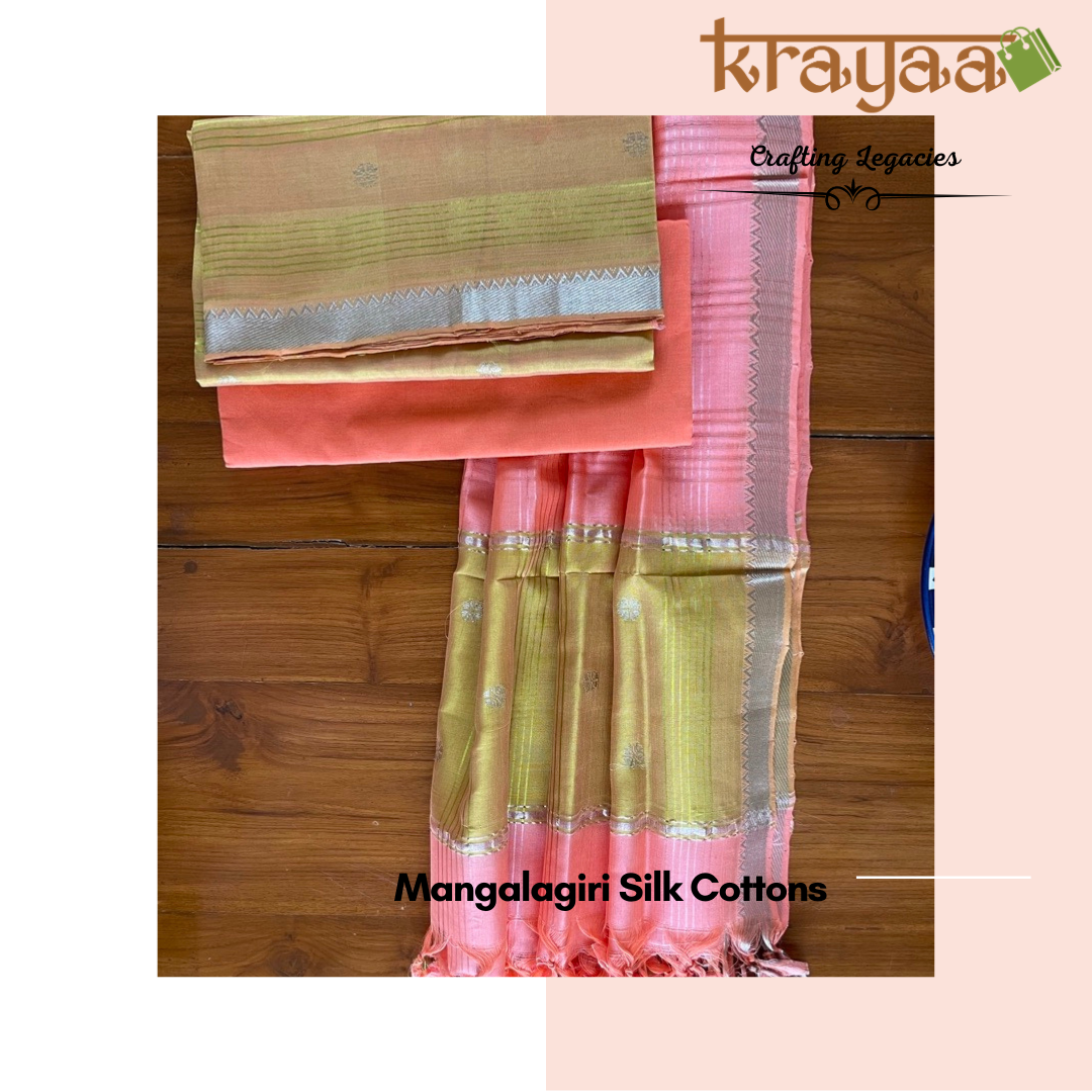 Mangalagiri  Silk Cotton Dress Material Set