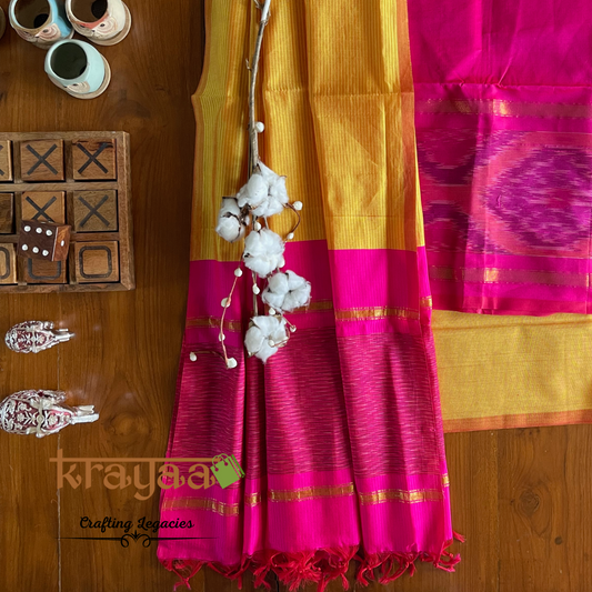 Mangalagiri  Silk Cotton Dress Material Set