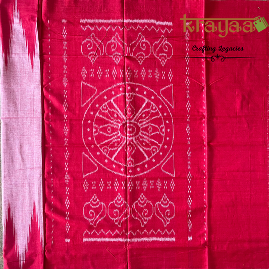 Hand woven - Kargil Kumbha - Ikkat - Saree - Pink