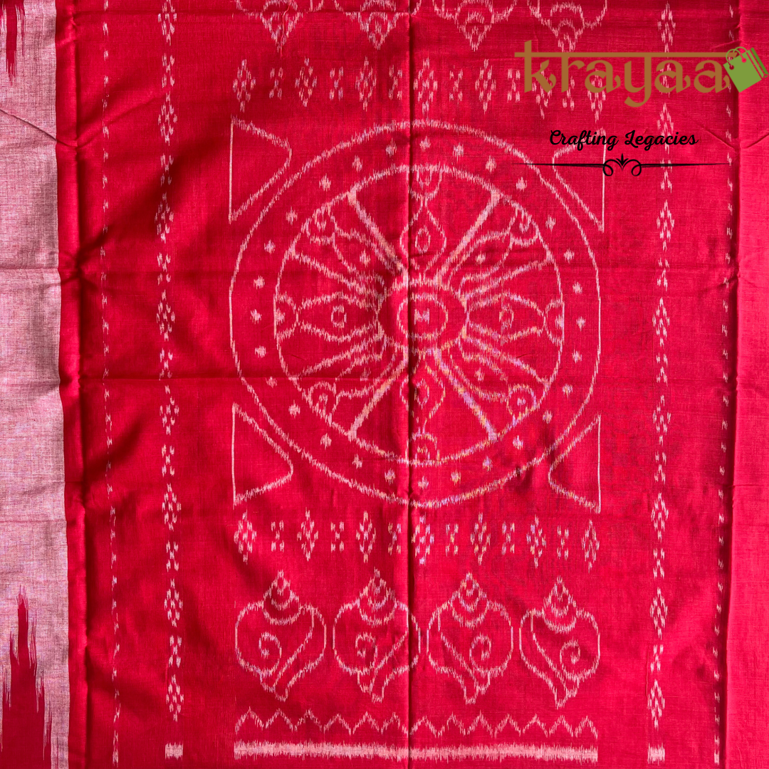 Hand woven - Kargil Kumbha - Ikkat - Saree - Pink