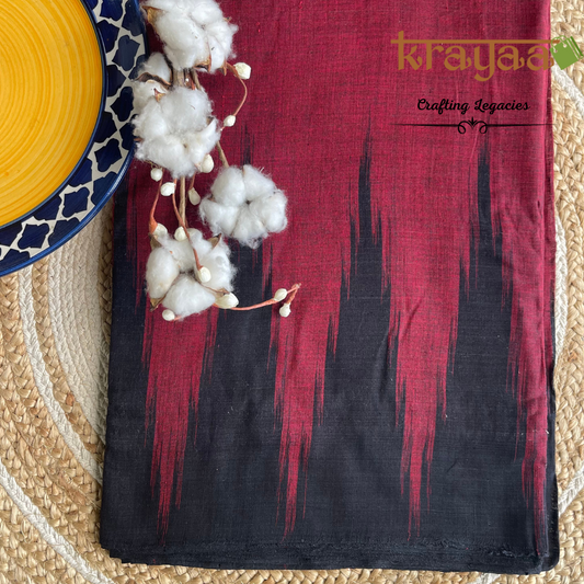 Hand woven - Kargil Kumbha - Ikkat - Saree - Maroon