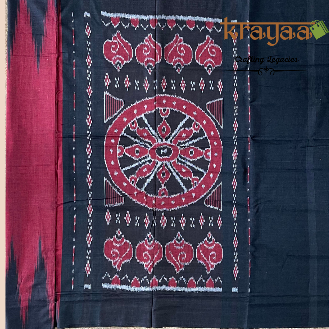 Hand woven - Kargil Kumbha - Ikkat - Saree - Maroon