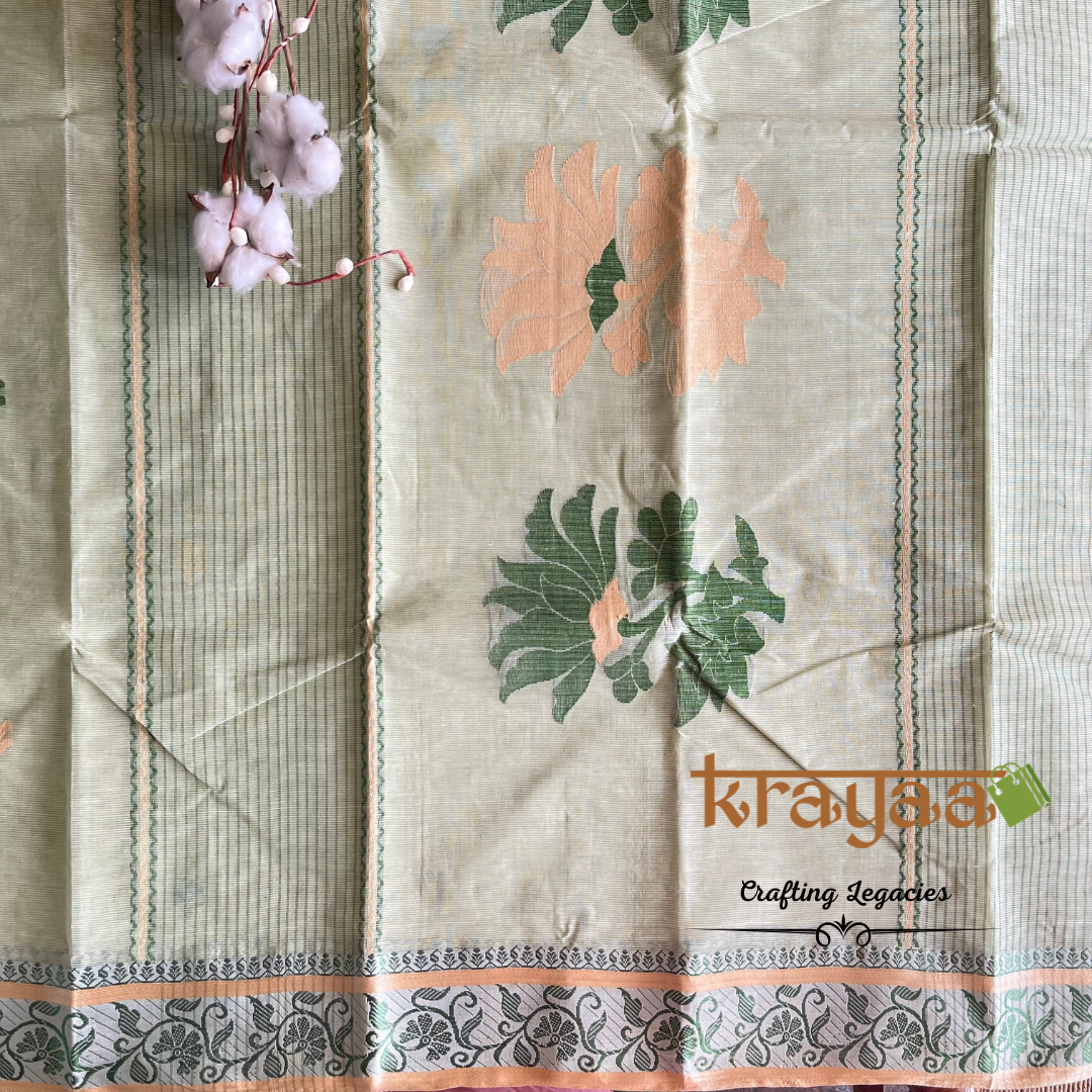 Green- Hand woven - Bengal Cotton Saree