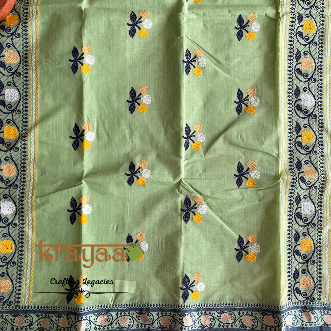 Leaf Green - Hand woven - Bengal Cotton Saree