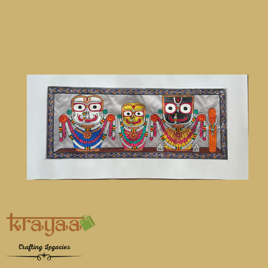 Pattachitra on Tussar Silk - Jagannath Balabhadra Subhadra