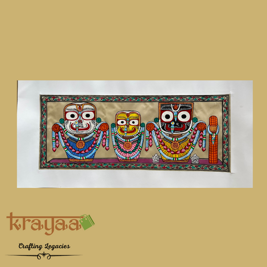 Pattachitra on Tussar Silk - Jaganath Balabhadra Subhadra