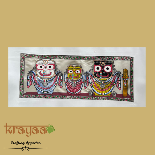 Pattachitra on Tussar Silk - Jaganath Balabhadra Subhadra