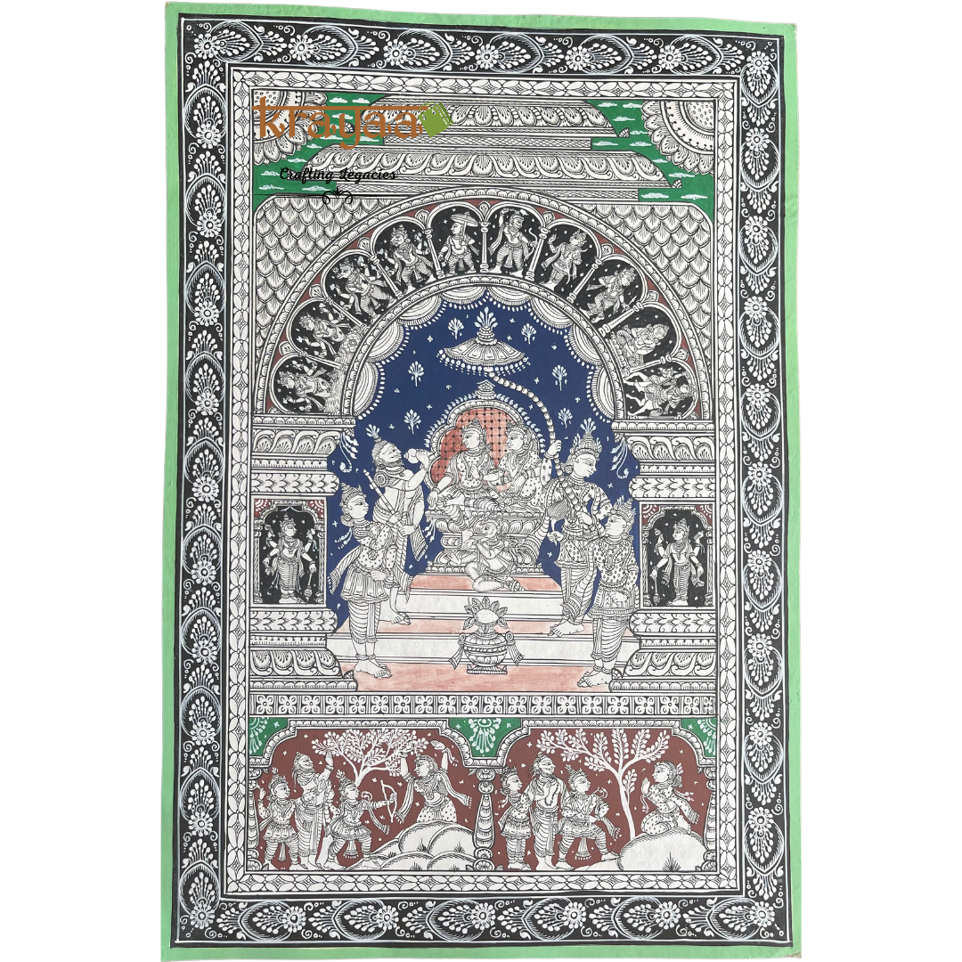 Pattachitra - Shri Rama Pattabhisheka With Dashavatar