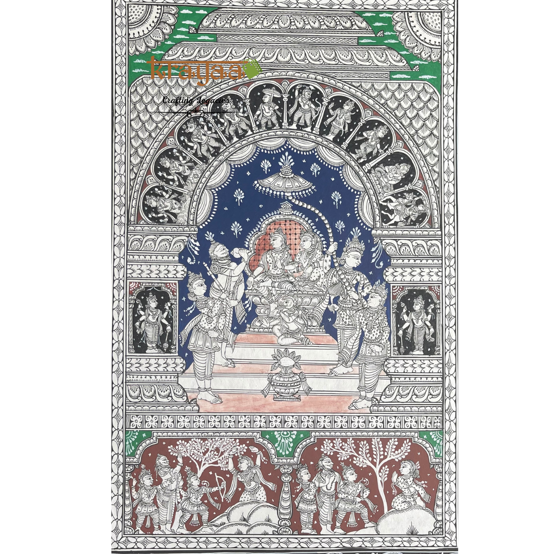 Pattachitra - Shri Rama Pattabhisheka With Dashavatar